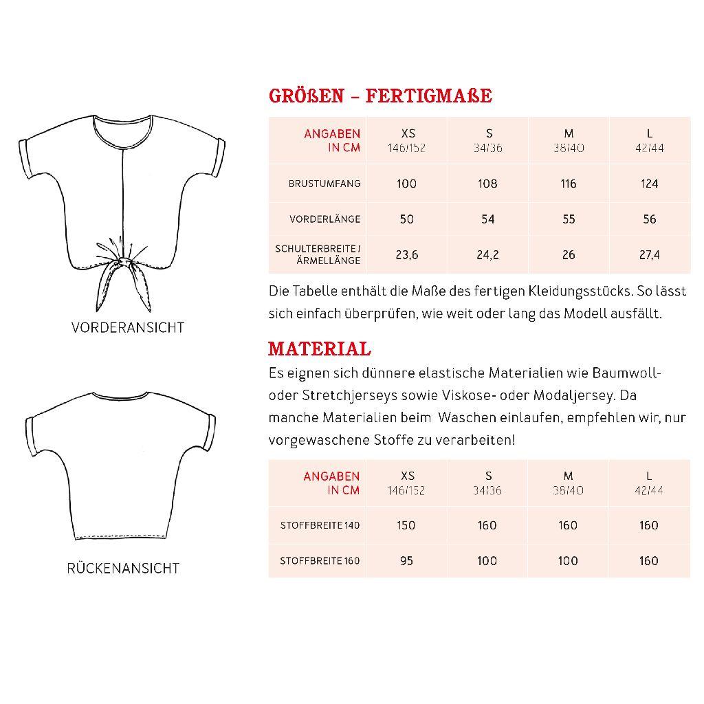 Papierschnittmuster Knotenshirt Frau Bille XS-L